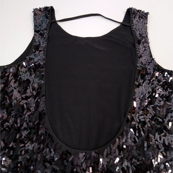 Express Black Sequin Mini Dress XS Chest 30" Sleeveless Shimmer 100% Polyester - Picture 8 of 12
